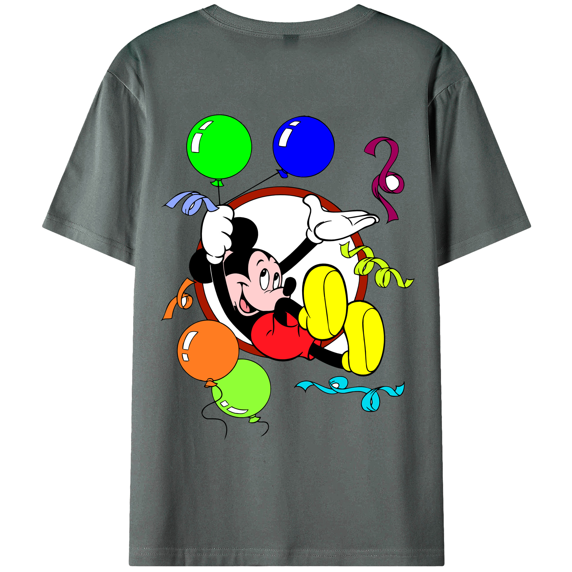 ミッキーマウス Mickey Mouse 綿100％ メンズ半袖Tシャツ（バックプリント） 通気性